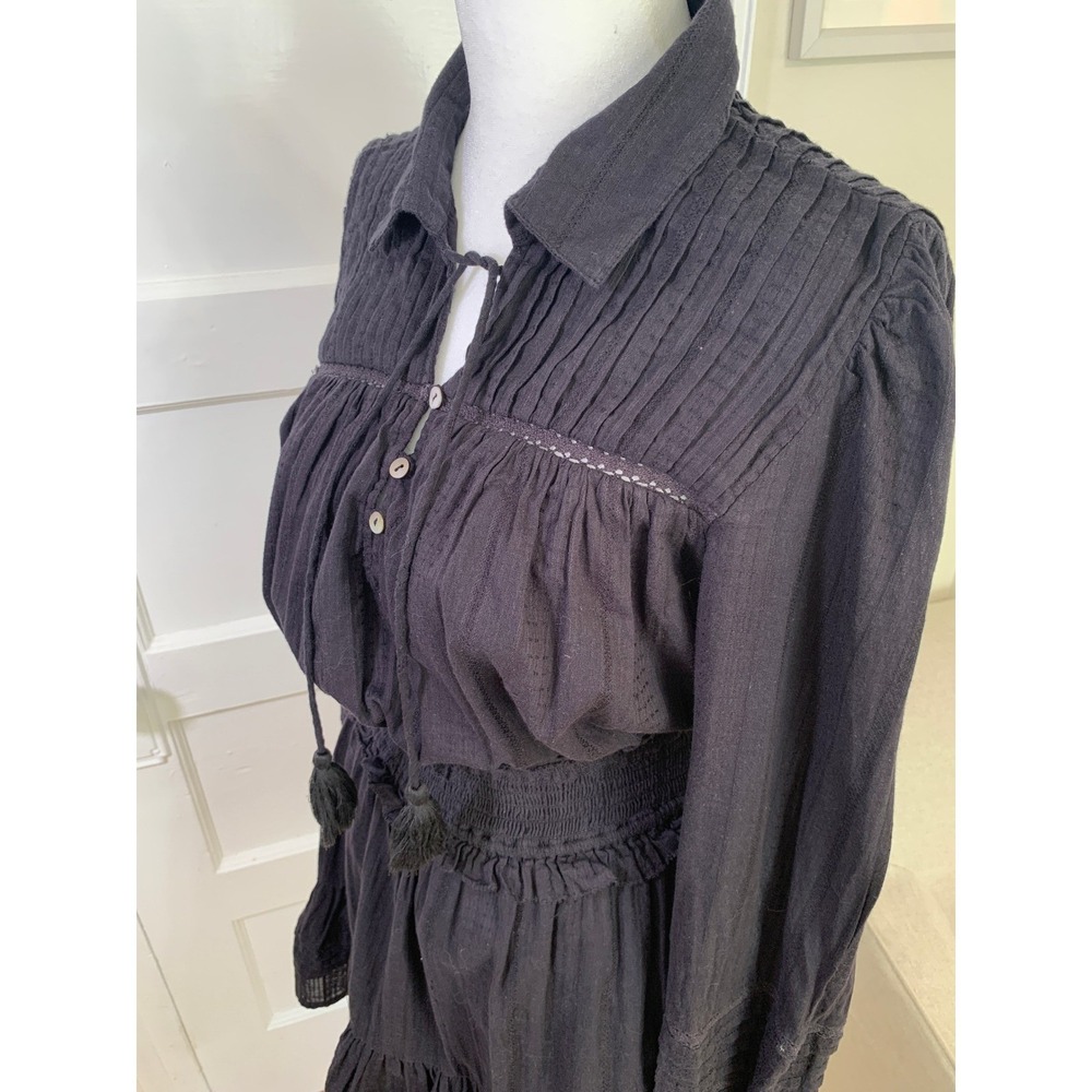 Cleobella Farlow Long Sleeve Organic Cotton Black Minidress CBK Cocktails / SZ S - Picture 5 of 16